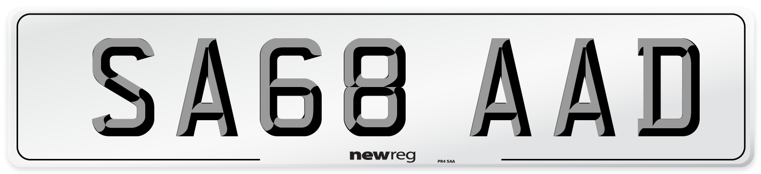 SA68 AAD Front Number Plate