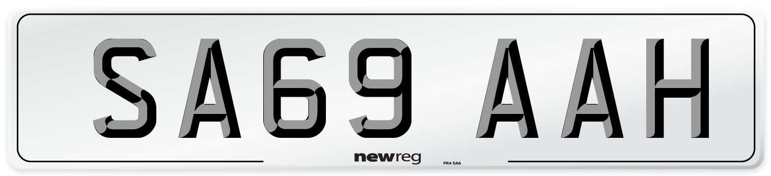 SA69 AAH Front Number Plate