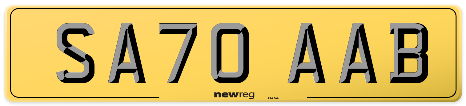 SA70 AAB Rear Number Plate
