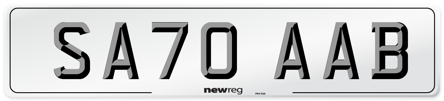 SA70 AAB Front Number Plate