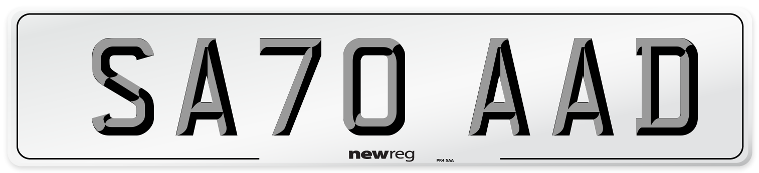 SA70 AAD Front Number Plate