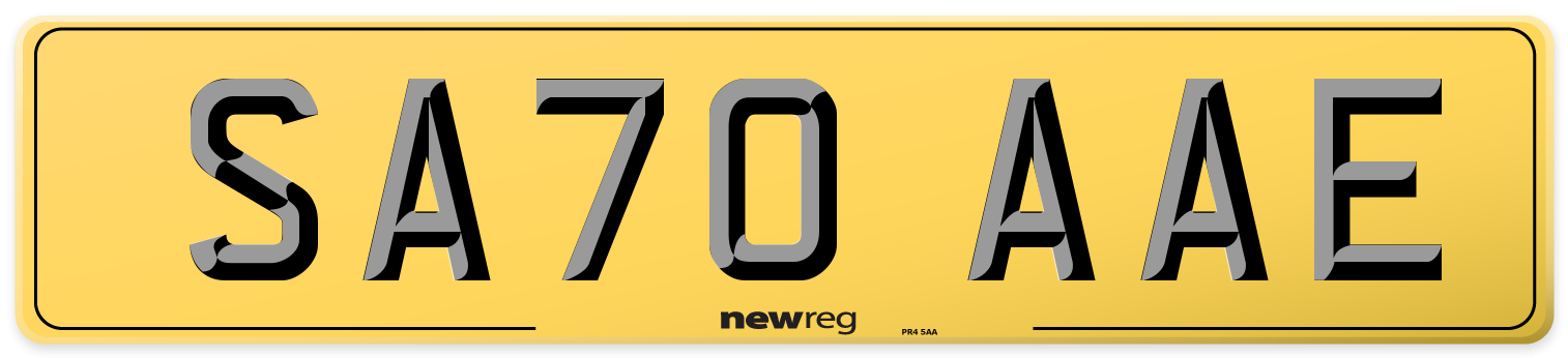 SA70 AAE Rear Number Plate