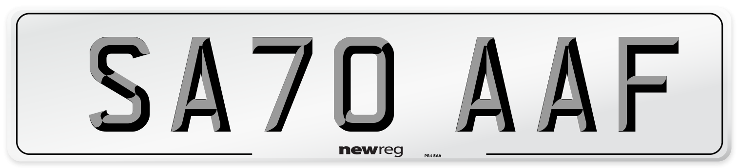 SA70 AAF Front Number Plate