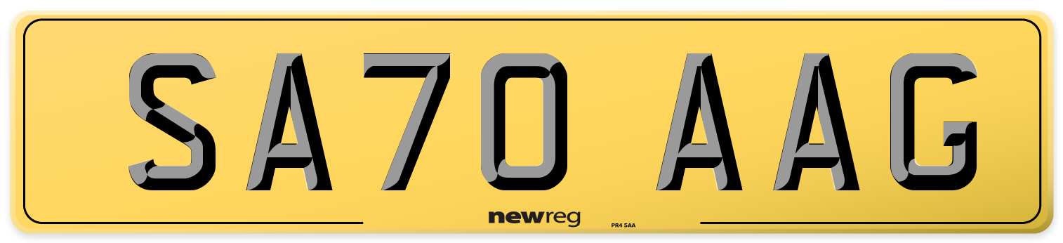 SA70 AAG Rear Number Plate