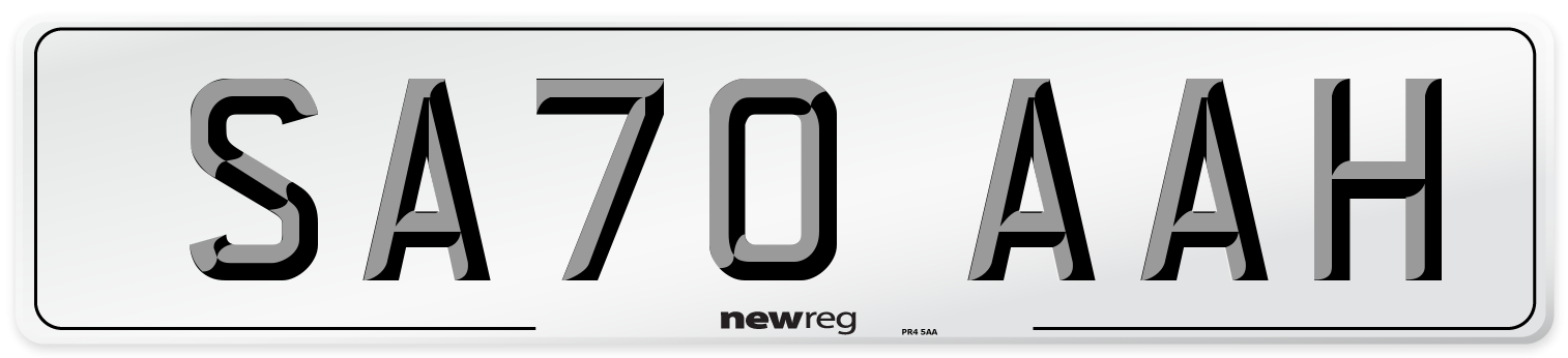 SA70 AAH Front Number Plate