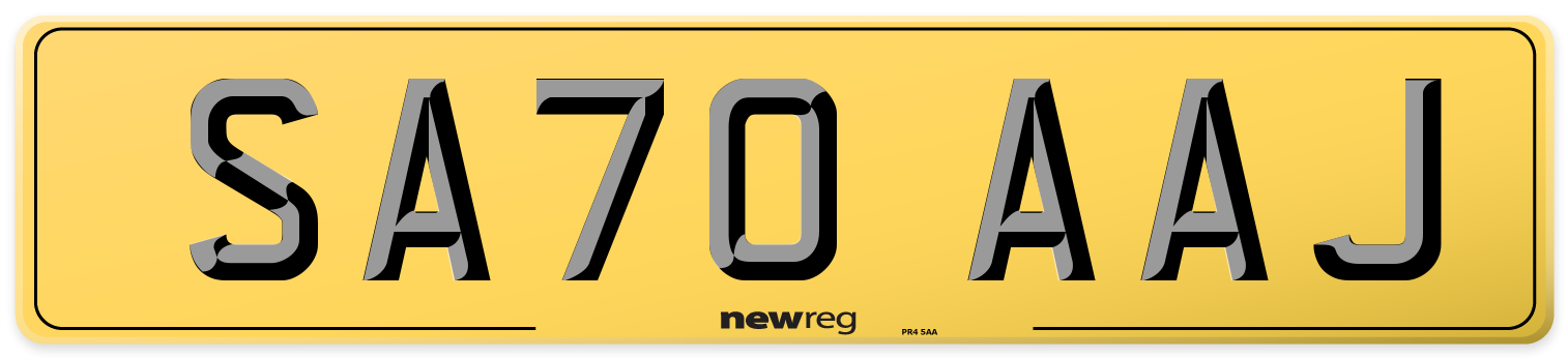 SA70 AAJ Rear Number Plate