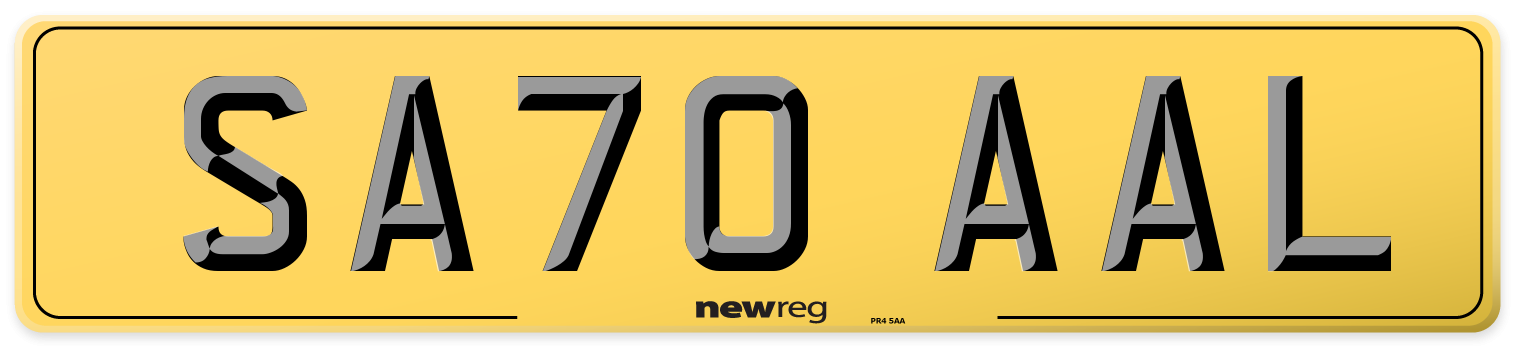 SA70 AAL Rear Number Plate
