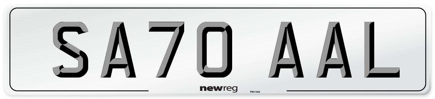 SA70 AAL Front Number Plate