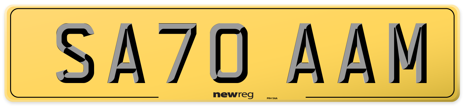 SA70 AAM Rear Number Plate