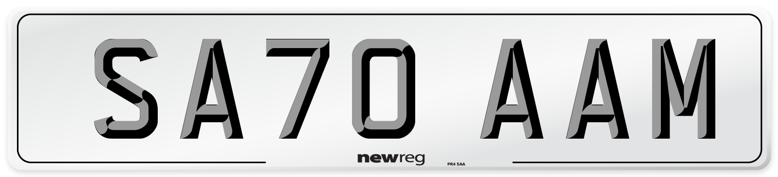 SA70 AAM Front Number Plate