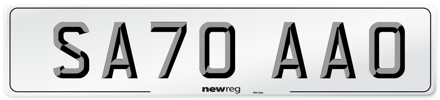 SA70 AAO Front Number Plate