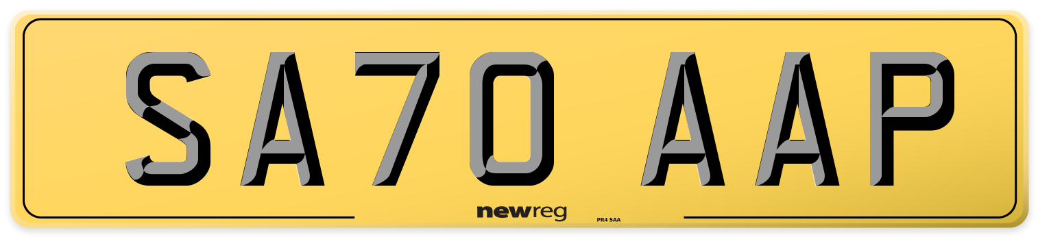 SA70 AAP Rear Number Plate