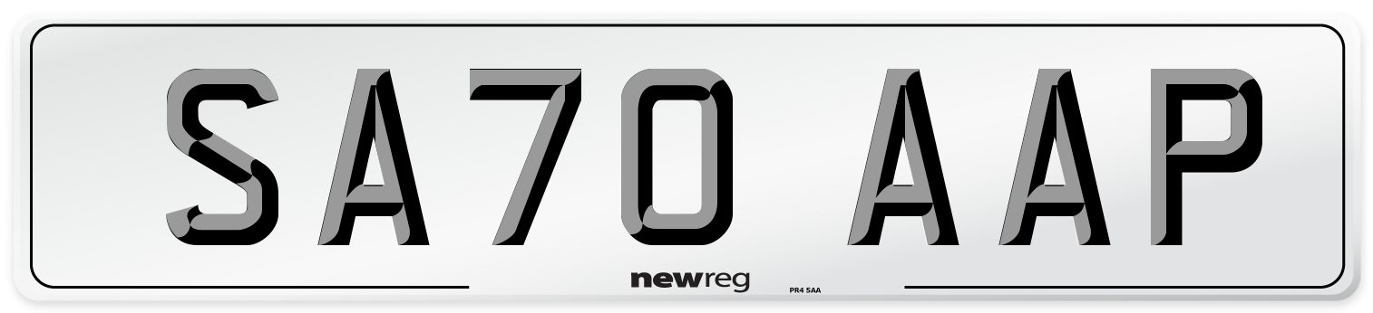 SA70 AAP Front Number Plate