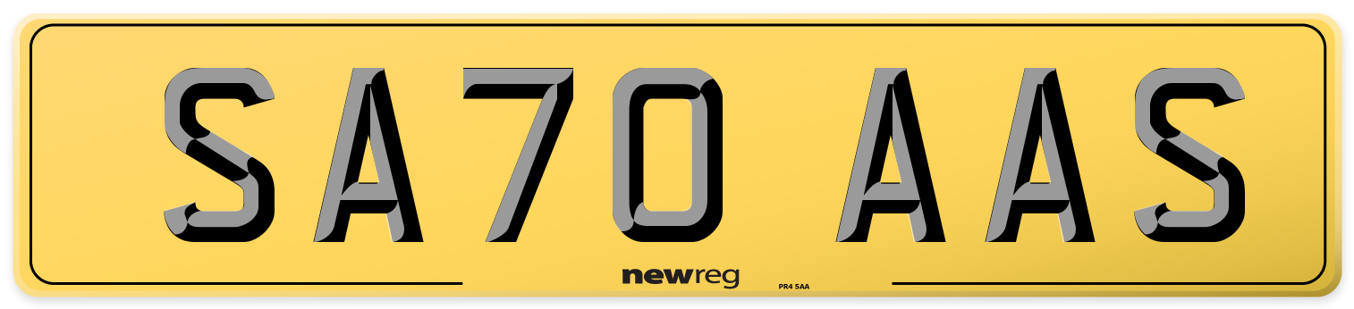 SA70 AAS Rear Number Plate