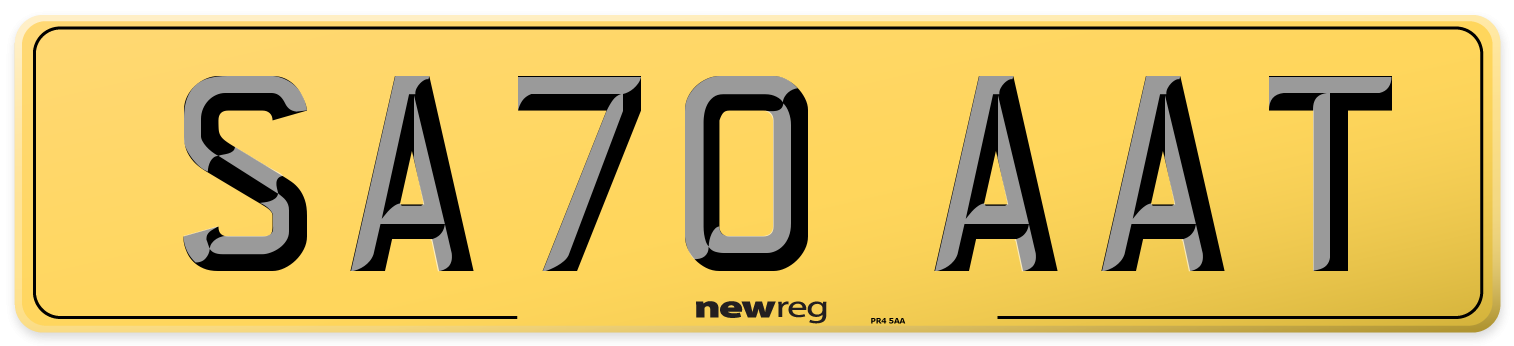 SA70 AAT Rear Number Plate