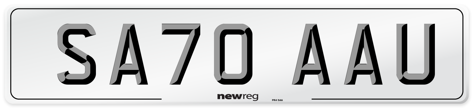 SA70 AAU Front Number Plate