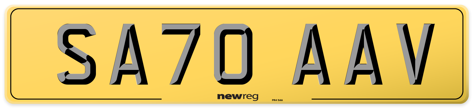 SA70 AAV Rear Number Plate