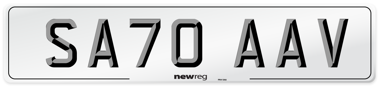 SA70 AAV Front Number Plate
