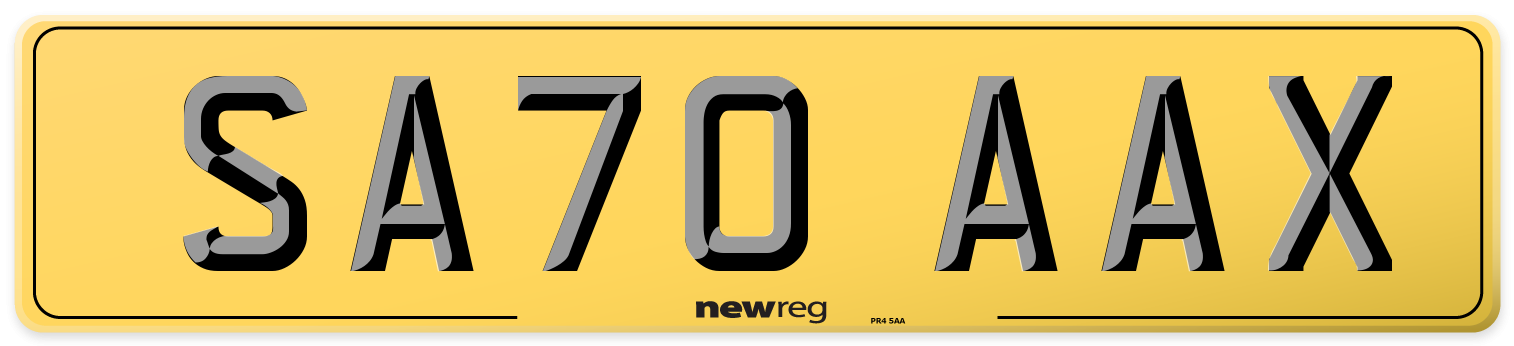 SA70 AAX Rear Number Plate