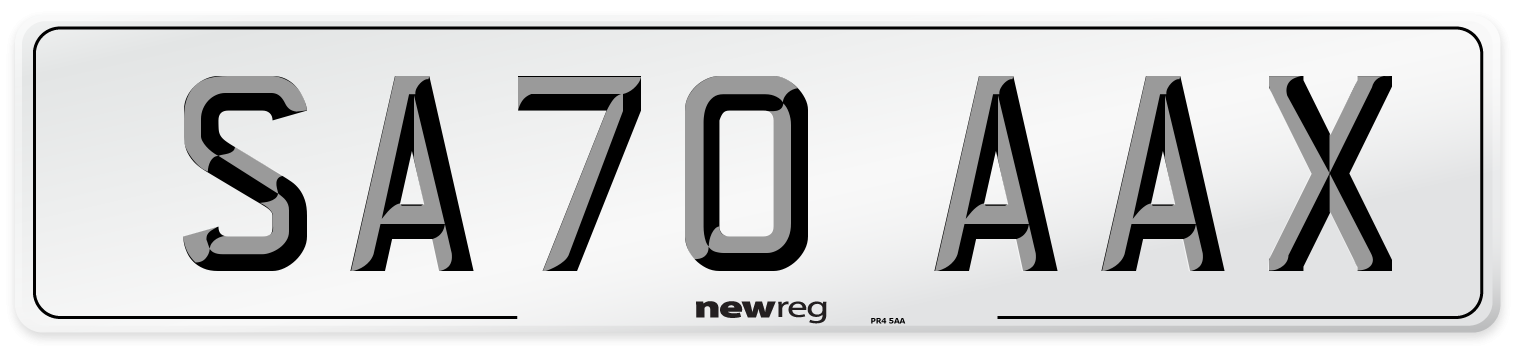 SA70 AAX Front Number Plate