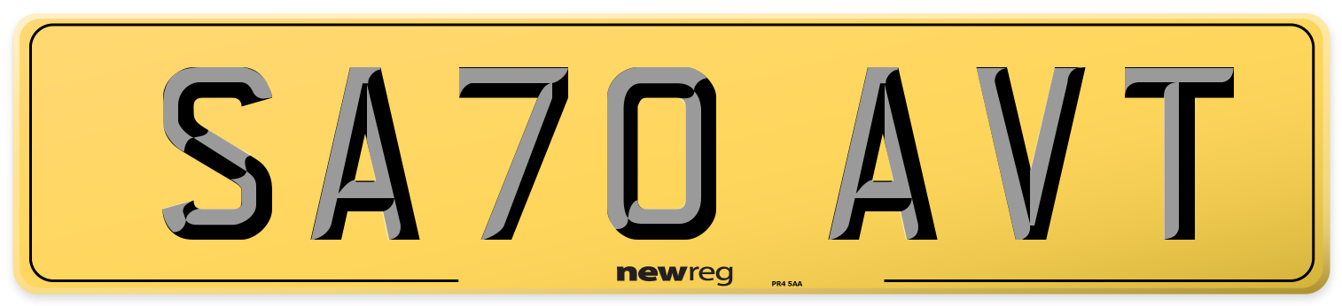 SA70 AVT Rear Number Plate