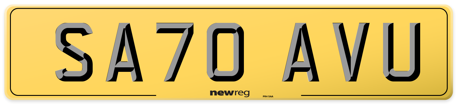 SA70 AVU Rear Number Plate