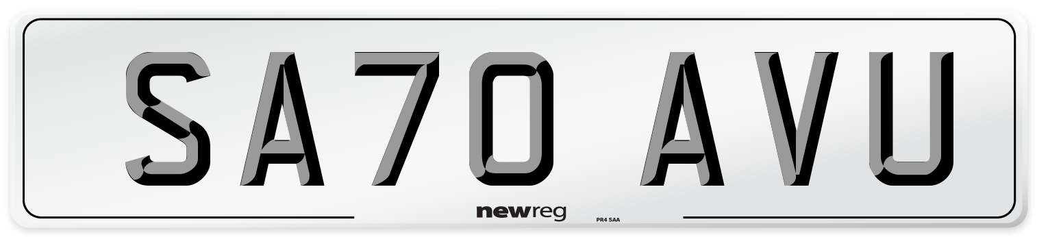 SA70 AVU Front Number Plate