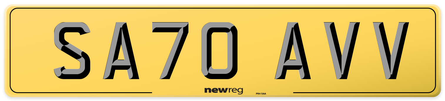 SA70 AVV Rear Number Plate