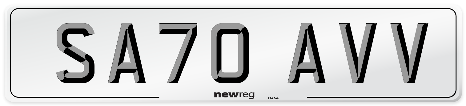 SA70 AVV Front Number Plate