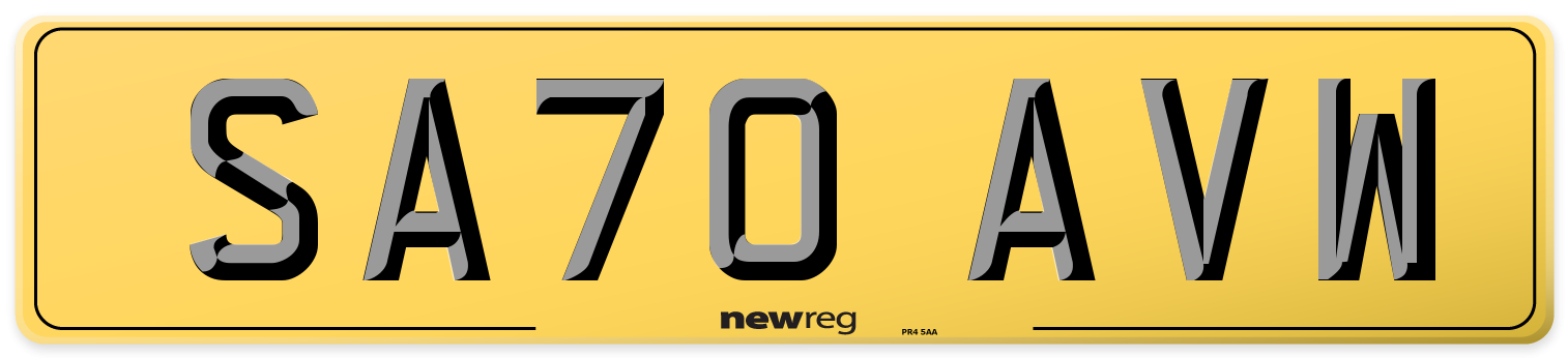 SA70 AVW Rear Number Plate