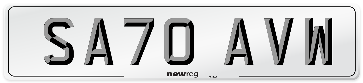 SA70 AVW Front Number Plate