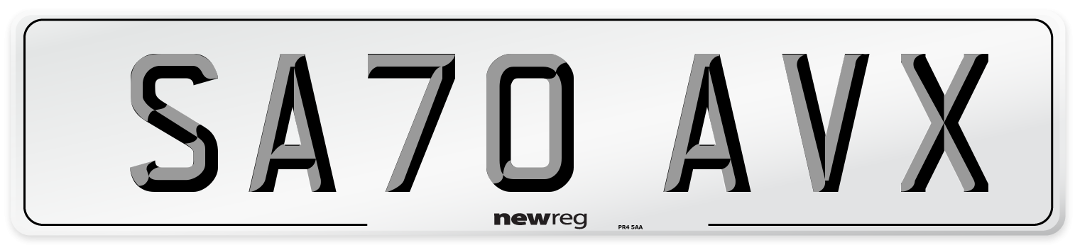 SA70 AVX Front Number Plate