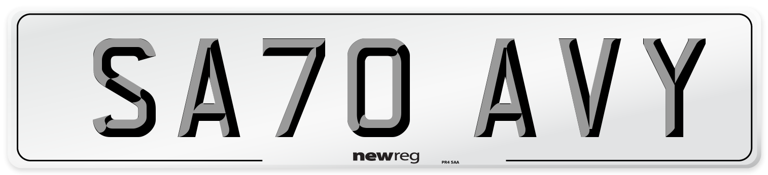 SA70 AVY Front Number Plate