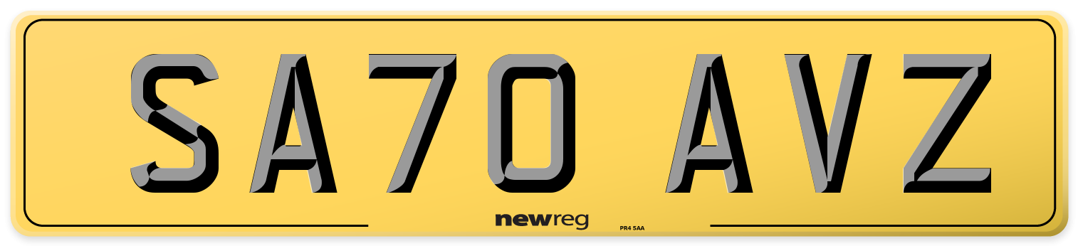 SA70 AVZ Rear Number Plate