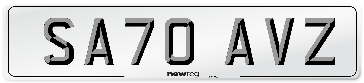 SA70 AVZ Front Number Plate
