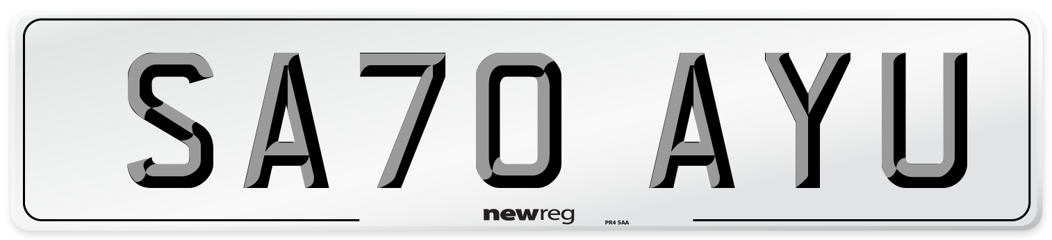 SA70 AYU Front Number Plate