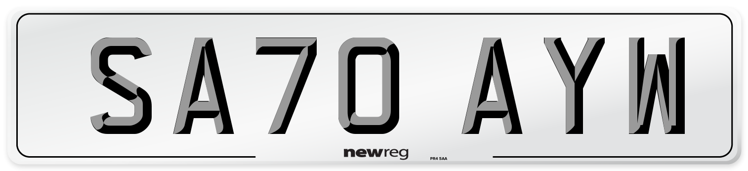 SA70 AYW Front Number Plate