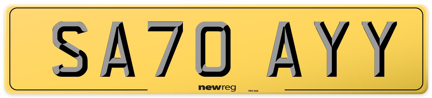 SA70 AYY Rear Number Plate