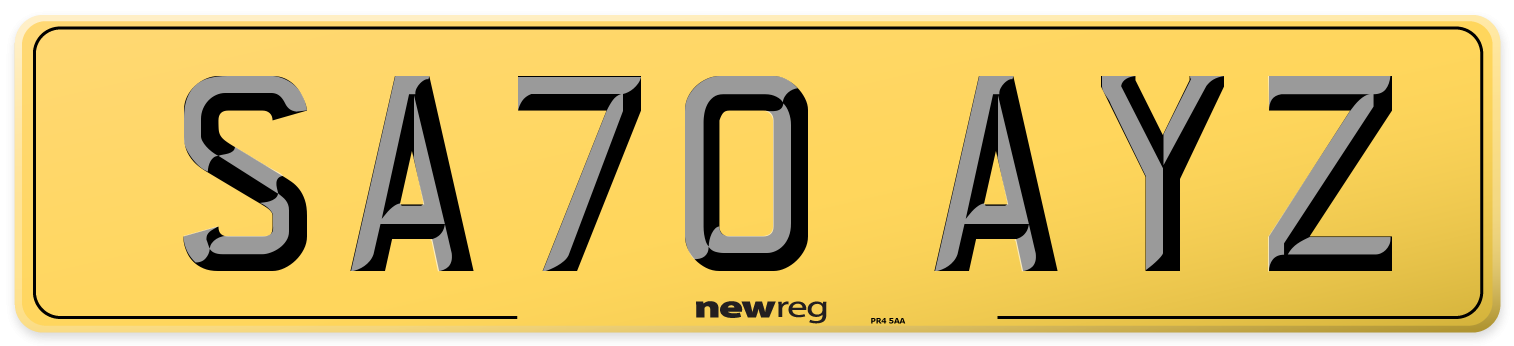 SA70 AYZ Rear Number Plate