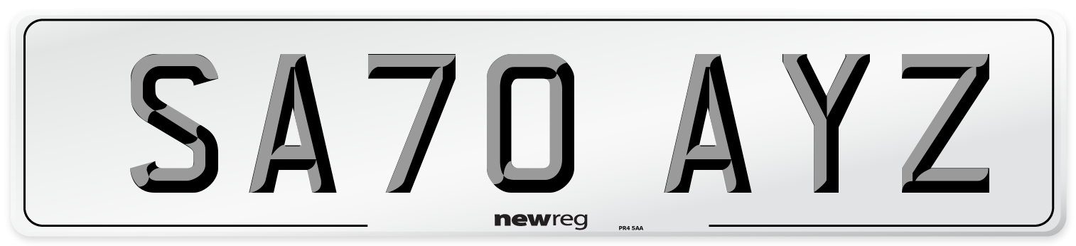 SA70 AYZ Front Number Plate