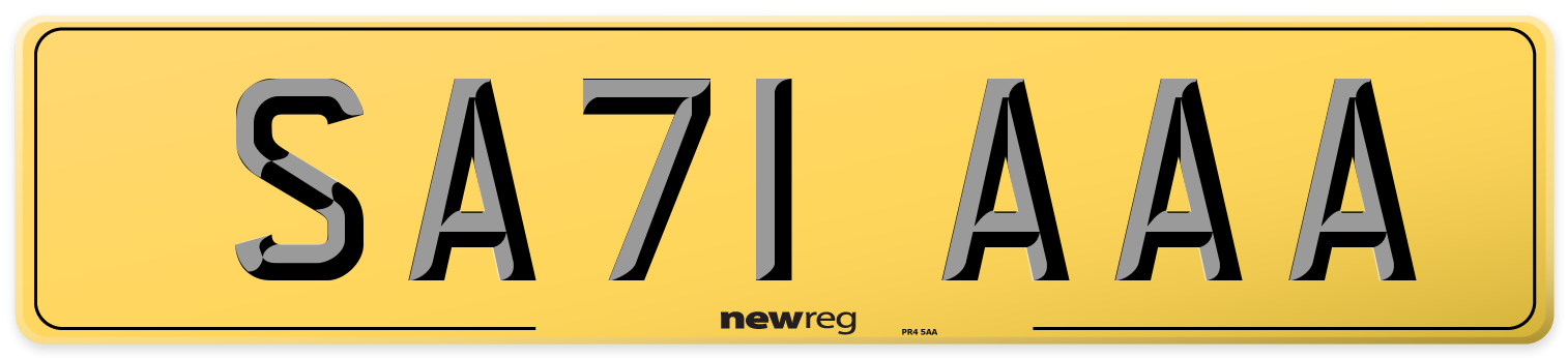 SA71 AAA Rear Number Plate