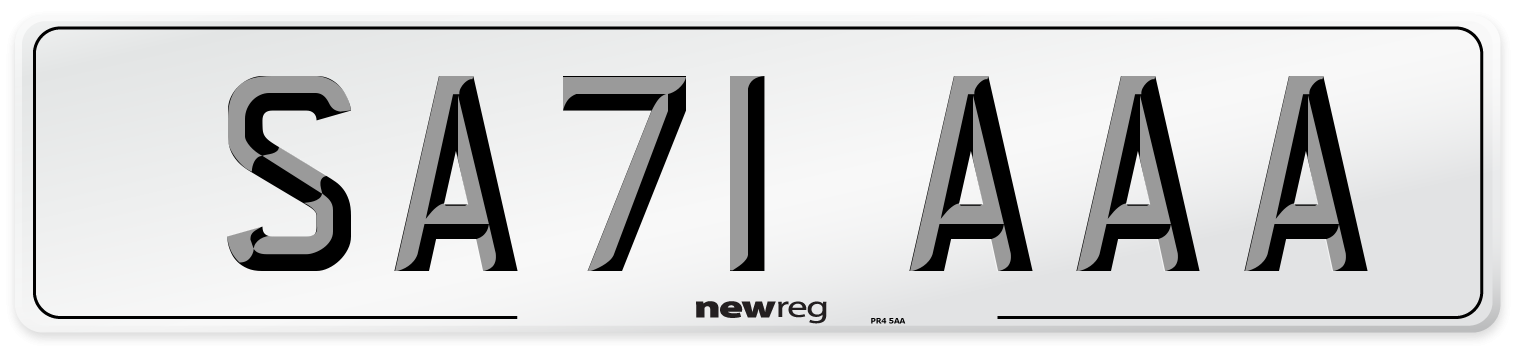 SA71 AAA Front Number Plate