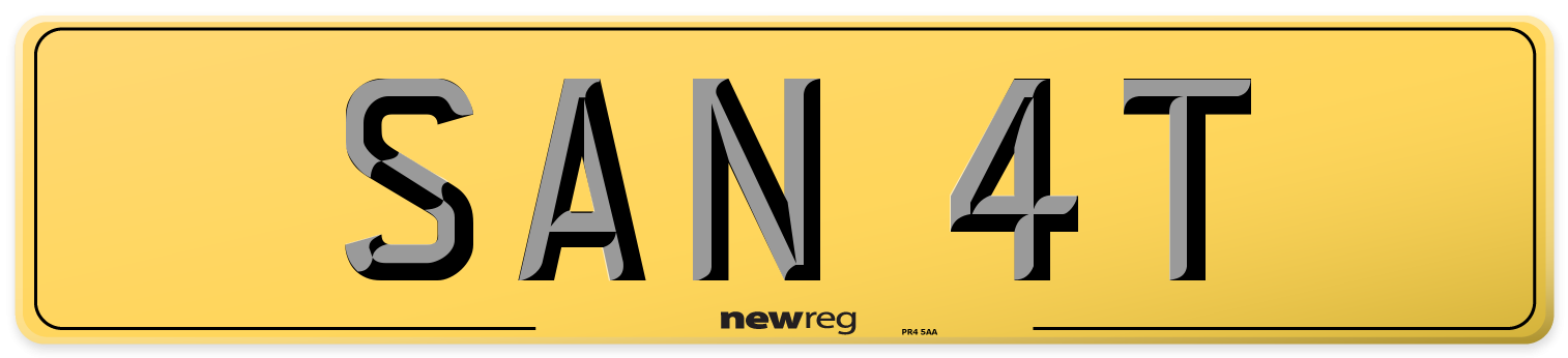 SAN 4T Rear Number Plate
