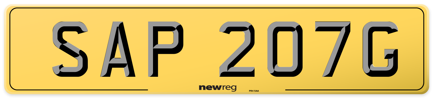 SAP 207G Rear Number Plate