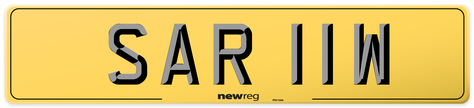 SAR 11W Rear Number Plate