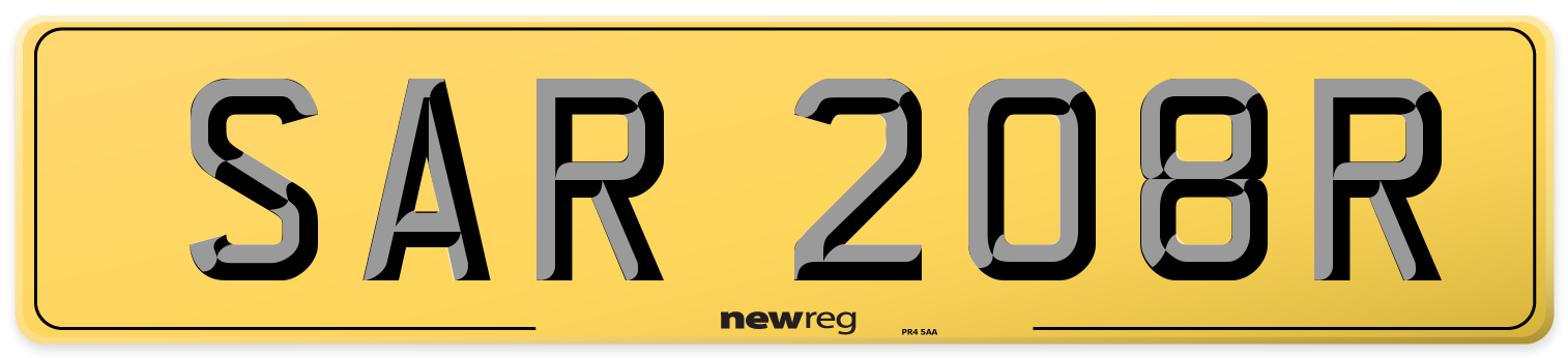 SAR 208R Rear Number Plate