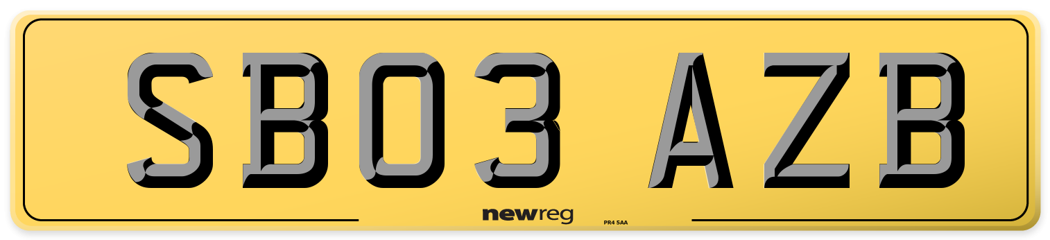 SB03 AZB Rear Number Plate