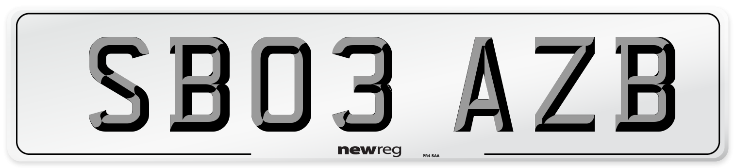 SB03 AZB Front Number Plate