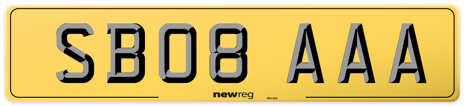 SB08 AAA Rear Number Plate