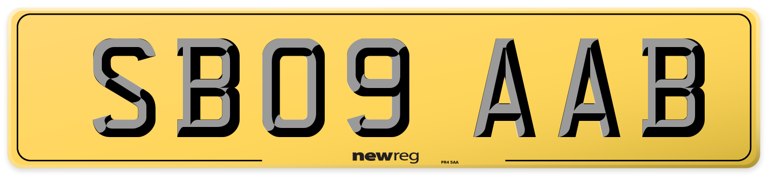 SB09 AAB Rear Number Plate